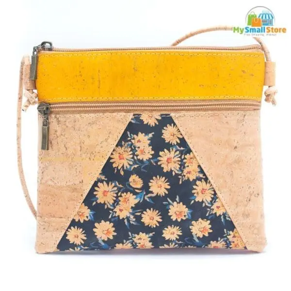 Eco-Friendly Corkadia Triangle Pattern Crossbody Bag - High-Quality Cork, Soft &Amp; Durable 2