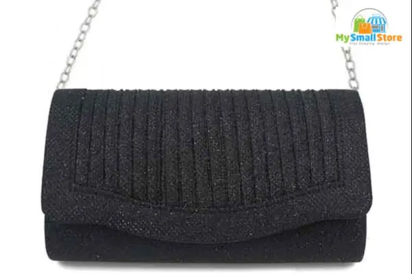 Beyond Envy Pleated Glitter Clutch Bag With Detachable Chain | Free Shipping 3