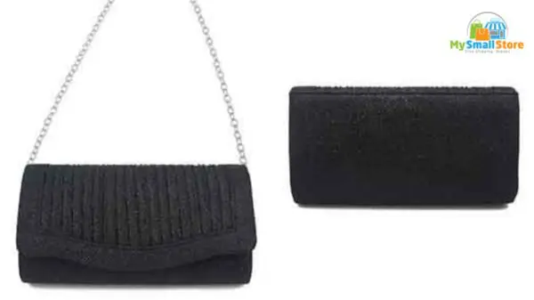 Beyond Envy Pleated Glitter Clutch Bag With Detachable Chain | Free Shipping 2