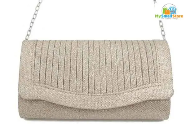 Beyond Envy Pleated Glitter Clutch Bag With Detachable Chain | Free Shipping 5