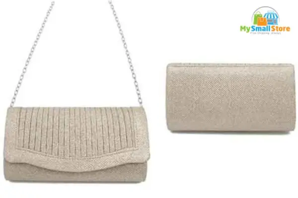 Beyond Envy Pleated Glitter Clutch Bag With Detachable Chain | Free Shipping 4