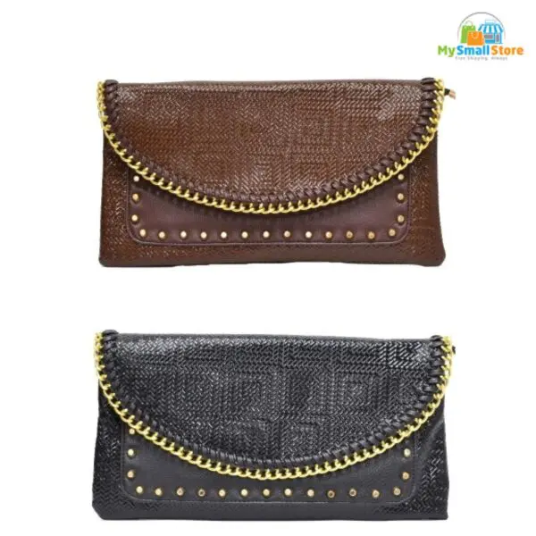 Beyond Envy Studded Clutch Bag With Metal Chain Border | Stunning Design 1