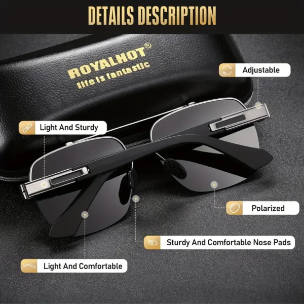 Royalhot Retro Polarized Metal Sunglasses 1