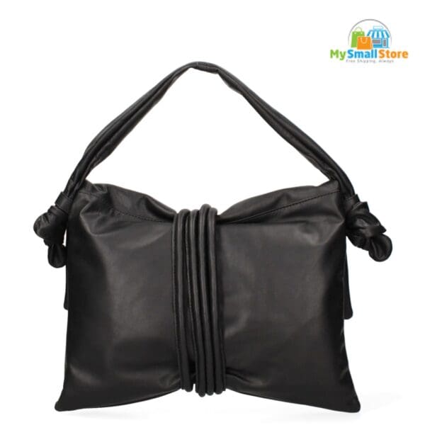 Monica Bini Black Shoulder Bag - Genuine Leather - Elegant &Amp; Stylish 3