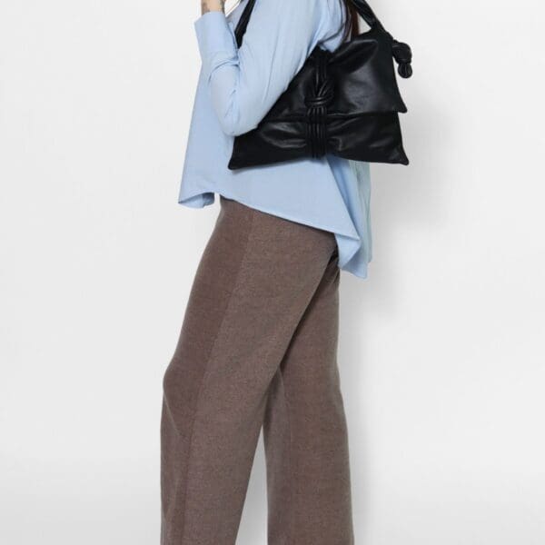 Monica Bini Black Shoulder Bag - Genuine Leather - Elegant &Amp; Stylish 10