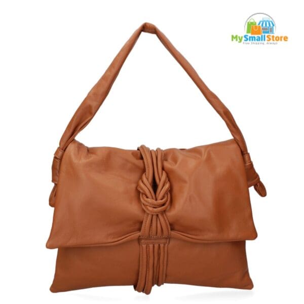 Monica Bini Brown Shoulder Bag - Genuine Leather - Stylish And Elegant 1