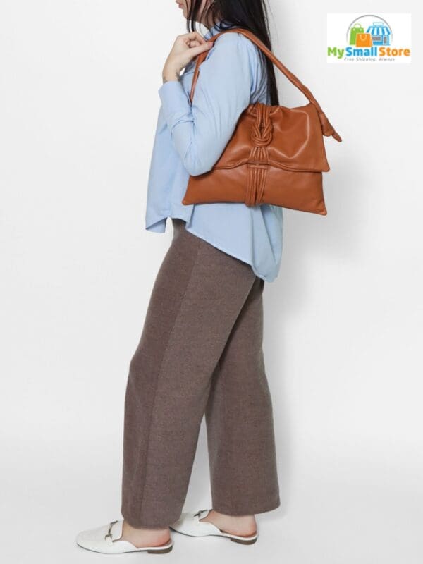 Monica Bini Brown Shoulder Bag - Genuine Leather - Stylish And Elegant 5