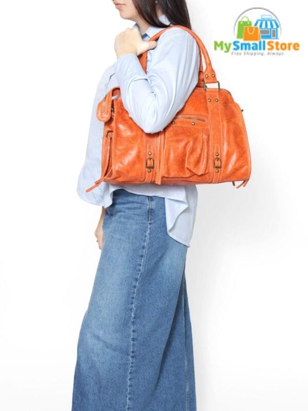 Monica Bini Orange Shoulder Bag - Stylish And Elegant 4