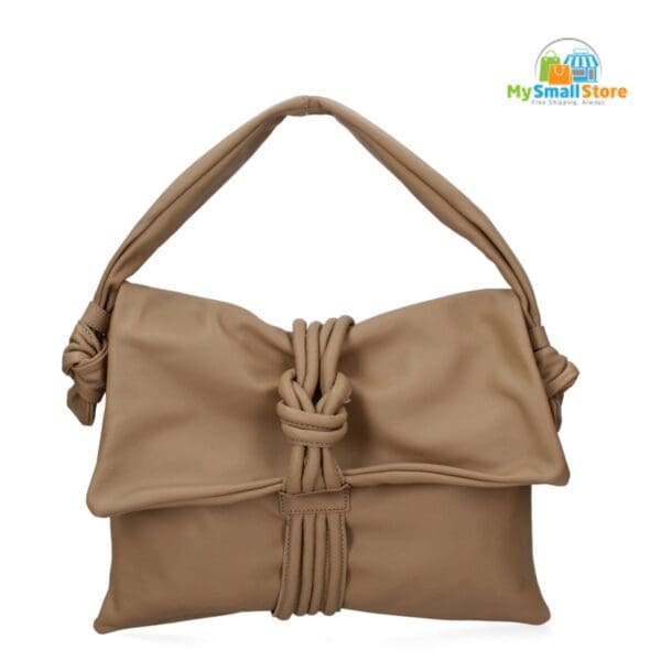 Monica Bini Brown Shoulder Bag - Genuine Leather - Trendy And Chic