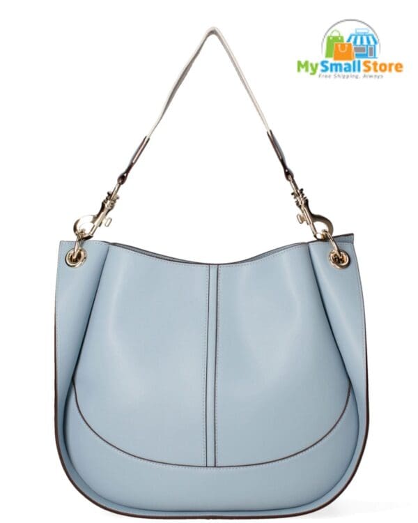 Monica Bini Blue Shoulder Bag - Genuine Leather - Chic And Versatile 1