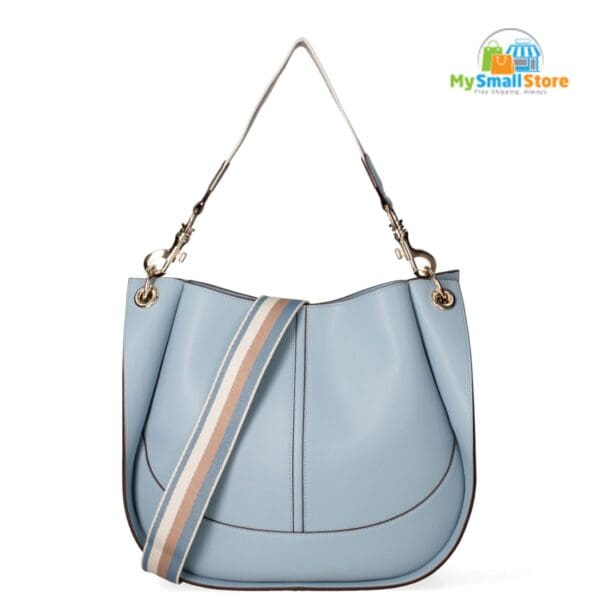 Monica Bini Blue Shoulder Bag - Genuine Leather - Chic And Versatile 5