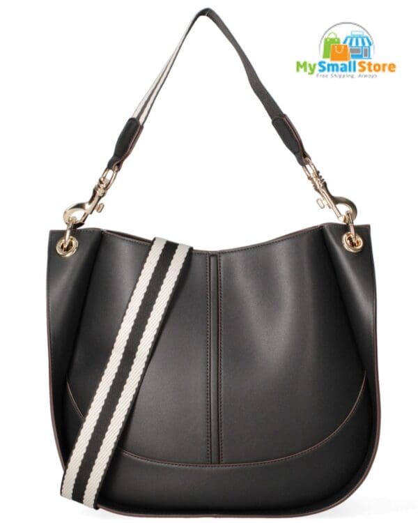 Monica Bini Black Shoulder Bag - Genuine Leather - Stylish &Amp; Versatile 3