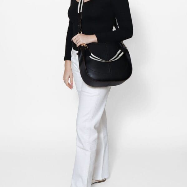 Monica Bini Black Shoulder Bag - Genuine Leather - Stylish &Amp; Versatile 10