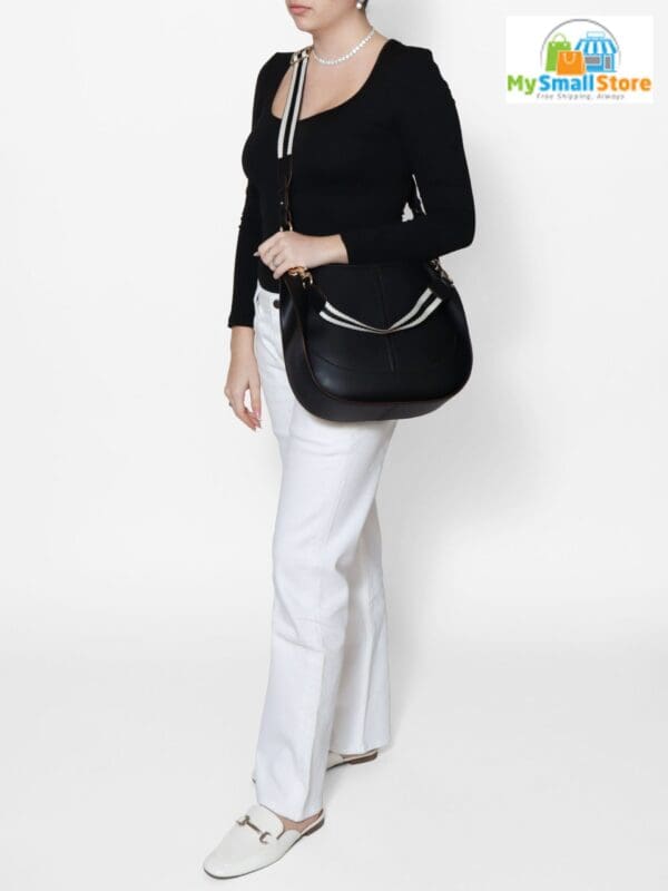 Monica Bini Black Shoulder Bag - Genuine Leather - Stylish &Amp; Versatile 5