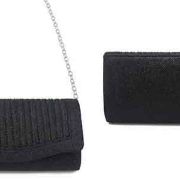 Beyond Envy Pleated Glitter Clutch Bag With Detachable Chain | Free Shipping 7