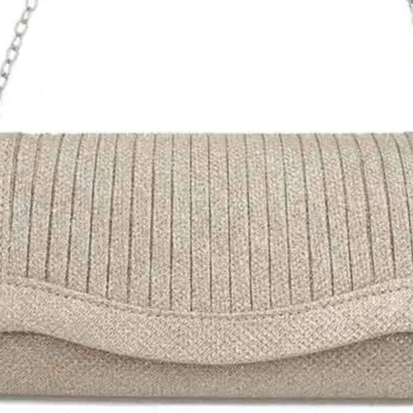 Beyond Envy Pleated Glitter Clutch Bag With Detachable Chain | Free Shipping 10