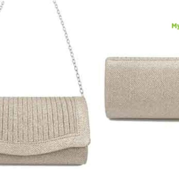 Beyond Envy Pleated Glitter Clutch Bag With Detachable Chain | Free Shipping 9