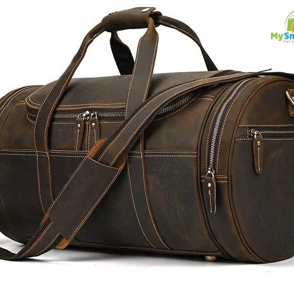 Steel Horse Leather The Wainwright Weekender | Round Vintage Leather Weekender 7