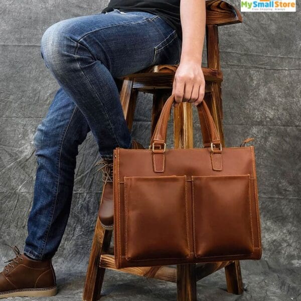 Steel Horse Leather -The Dagmar Briefcase Vintage Messenger Bag 8