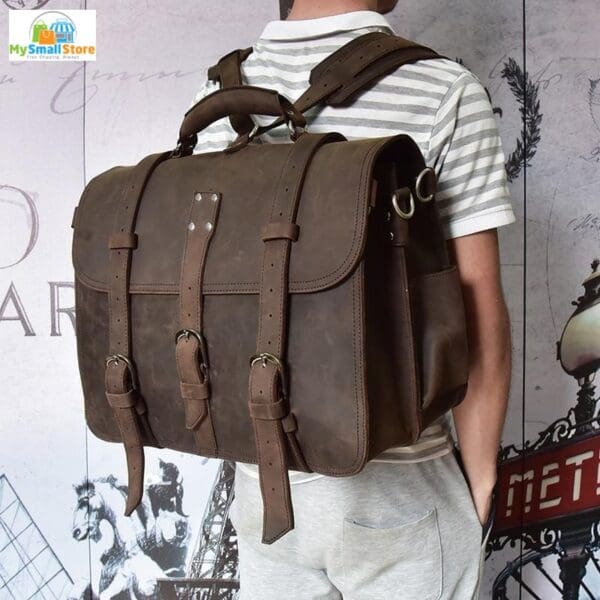 Steel Horse Leather The Gustav Messenger Bag | Large Capacity Vintage Leather 8