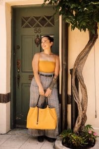 Gunas New York Naomi Yellow Vegan Leather Tote Bag 5