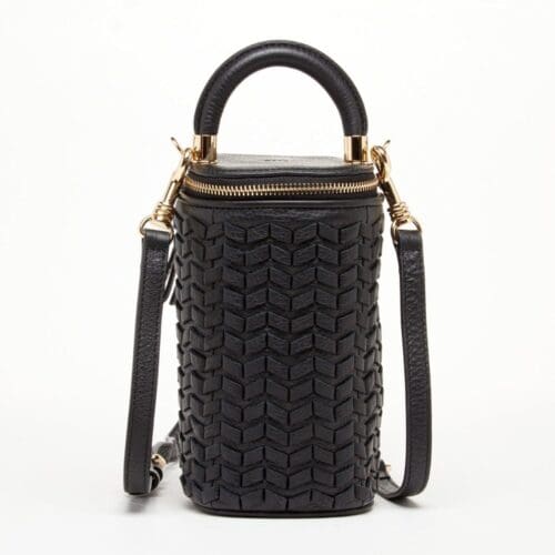 SUSU Elsa Small Black Leather Crossbody Bag - Bucket Design