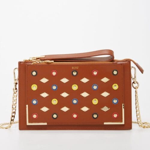 SUSU Studded Brown Crossbody Bag - Exceptional Piece