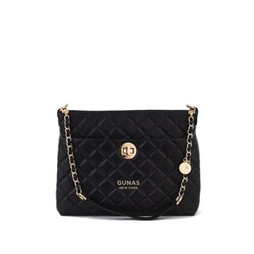 Gunas New York - Koi - Black Quilted Vegan Leather Crossbody Bag