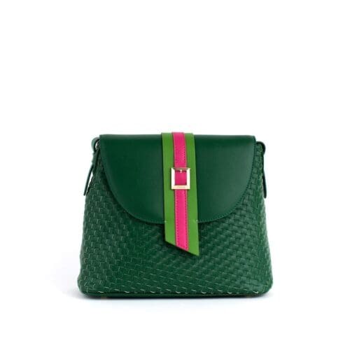 Gunas New York - Kate - Green Vegan Basket Crossbody Bag