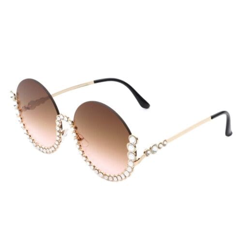 Cramilo Eyewear Gloriana Circle Frame Rhinestone Sunglasses