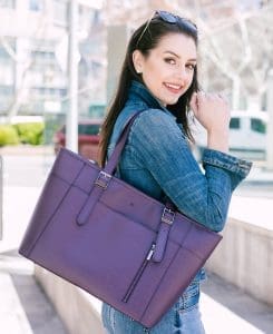 Gunas New York Miley Purple Vegan Leather Laptop Bag 4