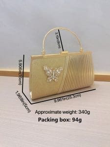 Shomico Gold Top Handle Bag Gorgeous Butterfly Accent 3