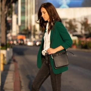 Susu Patricia Black Leather Shoulder Bag Drawstring 7