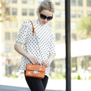 Susu The Hollywood Orange Leather Crossbody Bag Studded 6