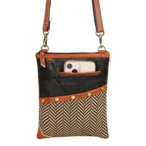 Vaan Brisk Crossbody Bag Cellphone Pocket Herringbone 5
